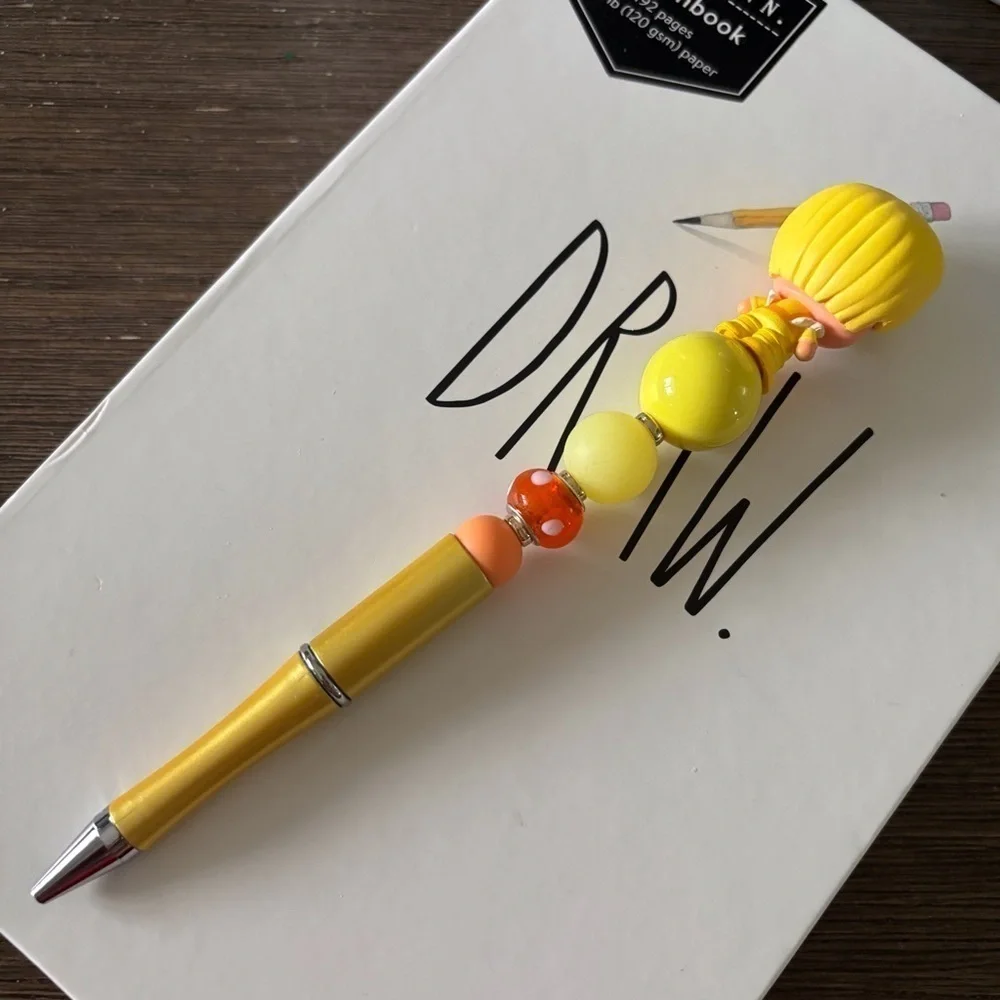 Rainbow Brite: Canary Yellow handmade beaded pen